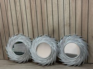 Set 3 espejos decorativos «Espiral Plata»