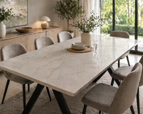 Mesa cerámica para comedor moderno, familias y uso diario